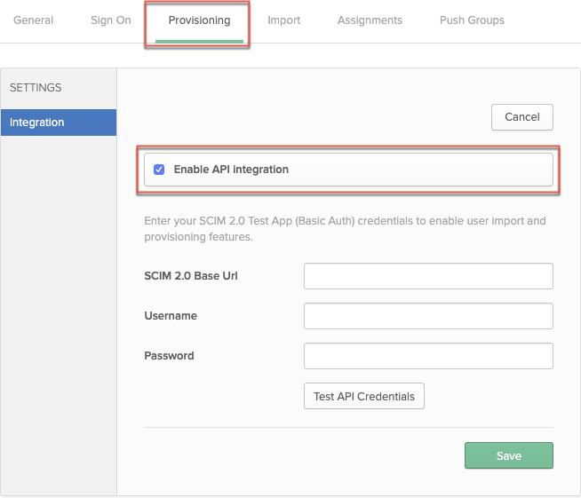 SCIM Integration - Enable API