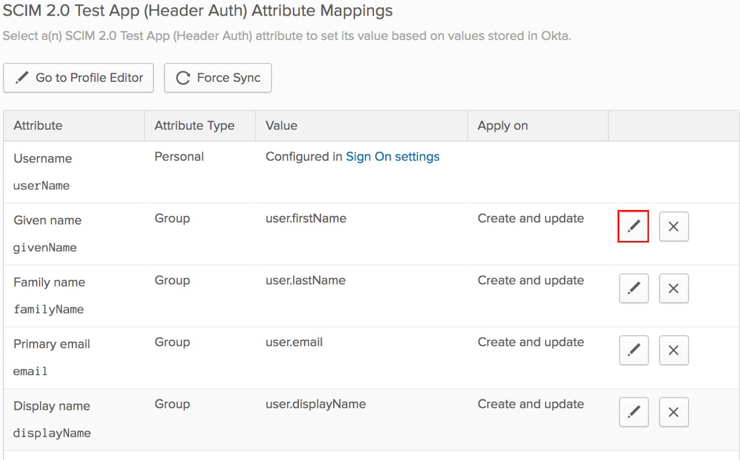 Attribute Mappings - Edit Attribute