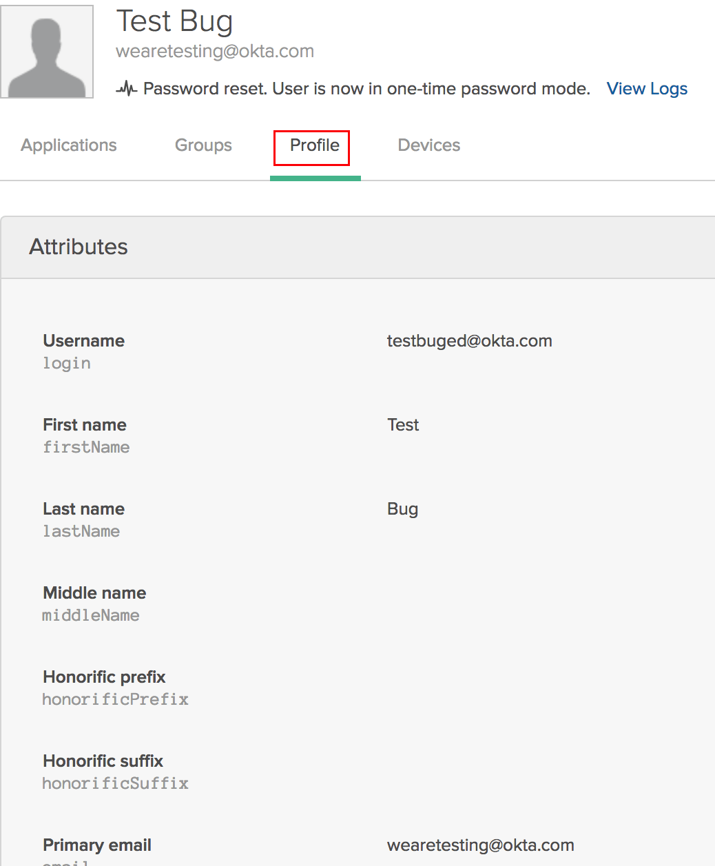 User Profile Attributes