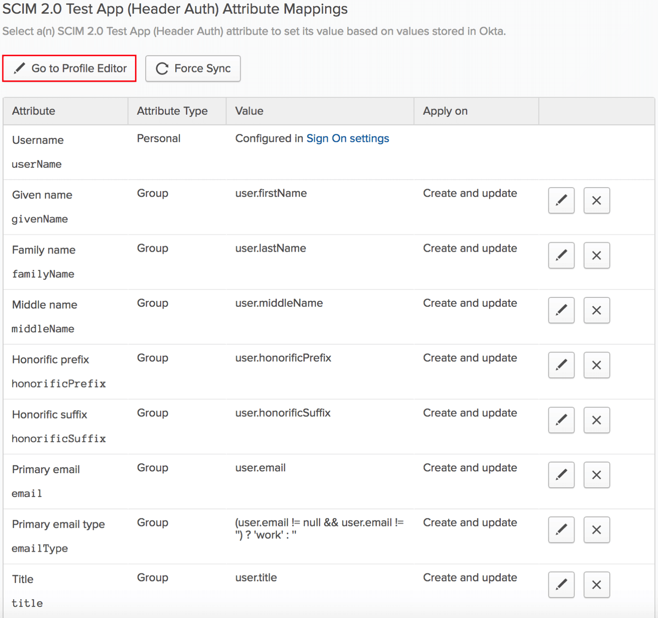 Attribute Mappings - Profile Editor