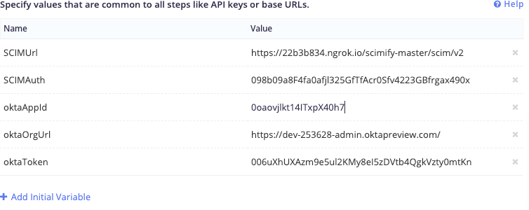 Runscope Initial Variables