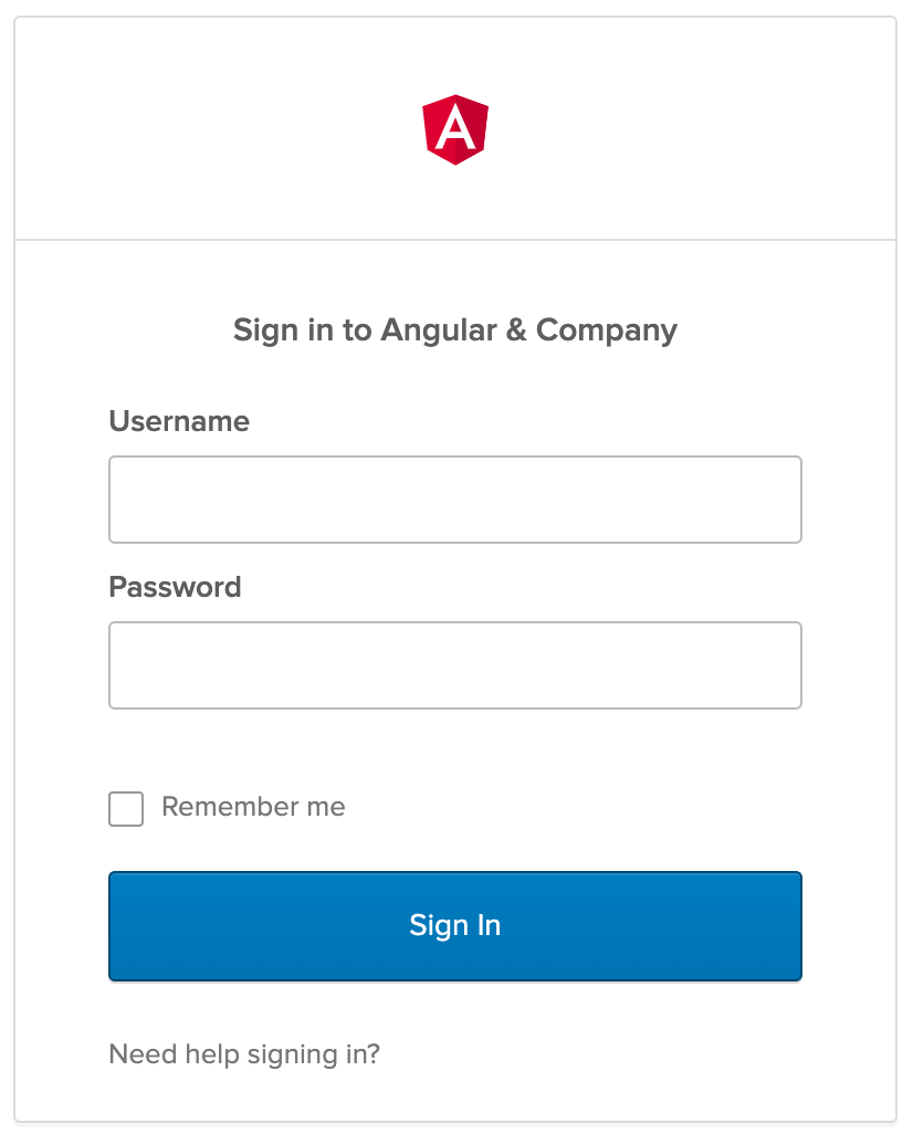 Screenshot of basic Okta Sign-In Widget